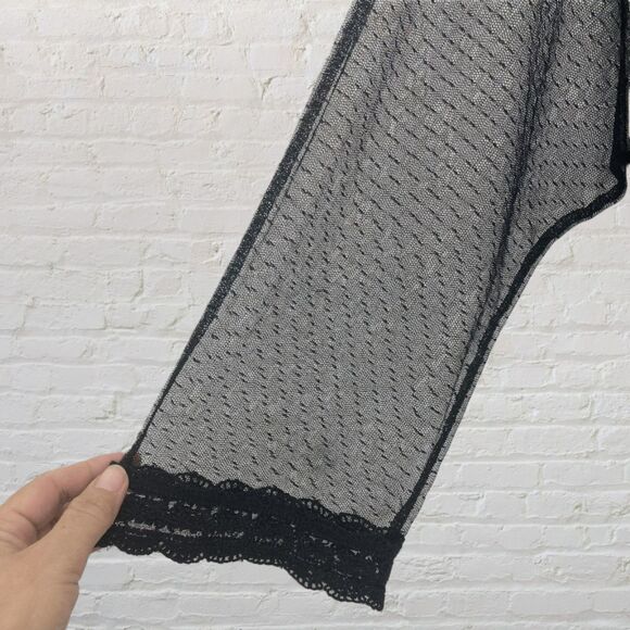 Zara Black Embroidered Lace Top XS - Picture 9 of 13